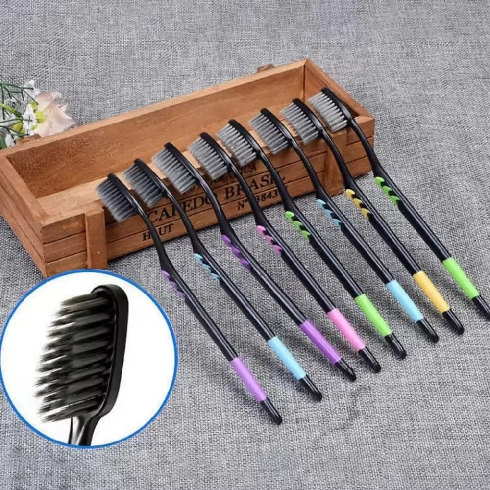 10-Pack Bamboo Charcoal Soft Toothbrush Set for Adults & Family Manual Toothbrush Set Zpaxo