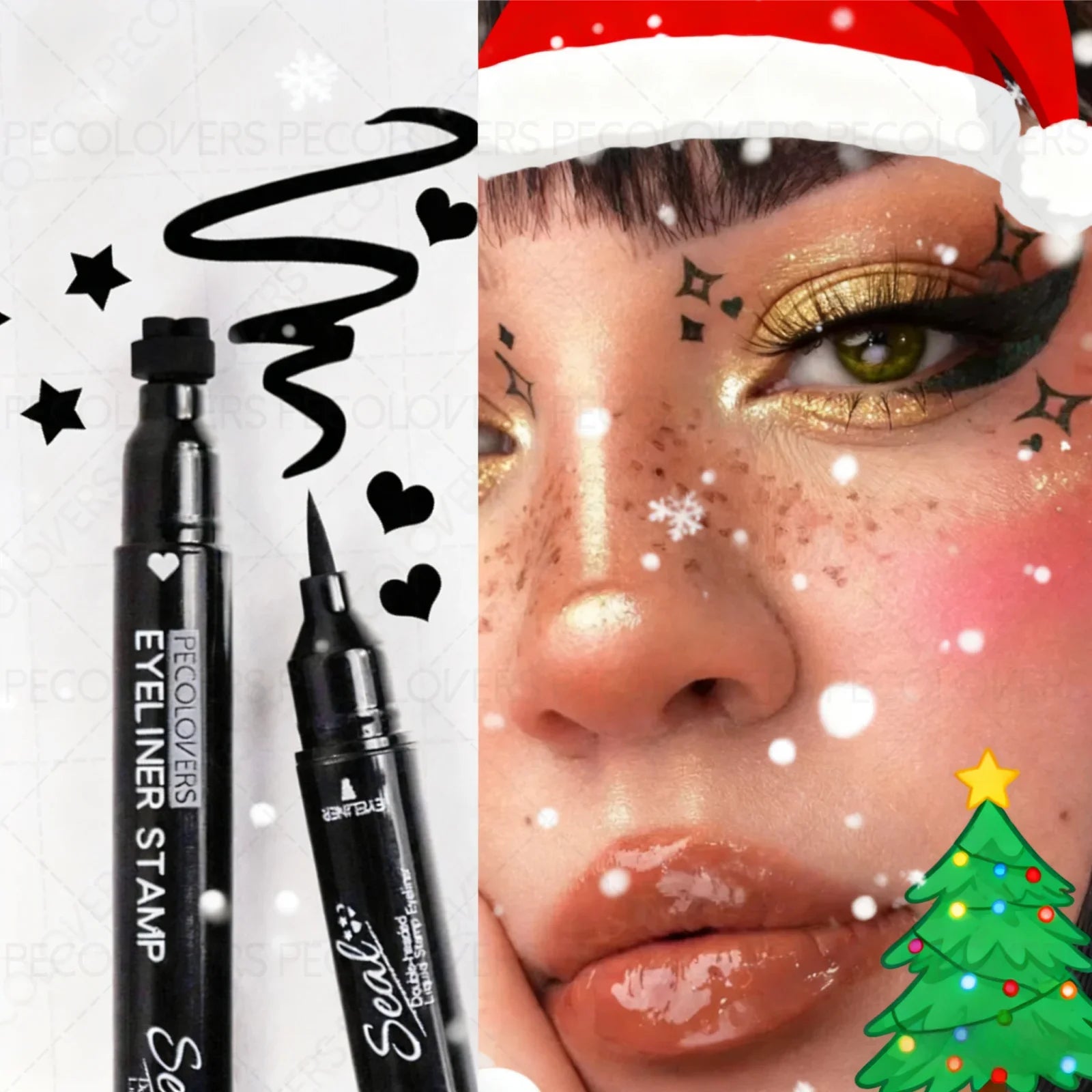 1PC Waterproof Silky Seal Eyeliner - Dual-ended, Quick-drying and Long-lasting Liquid Eyeliner, Perfect for Christmas Zpaxo