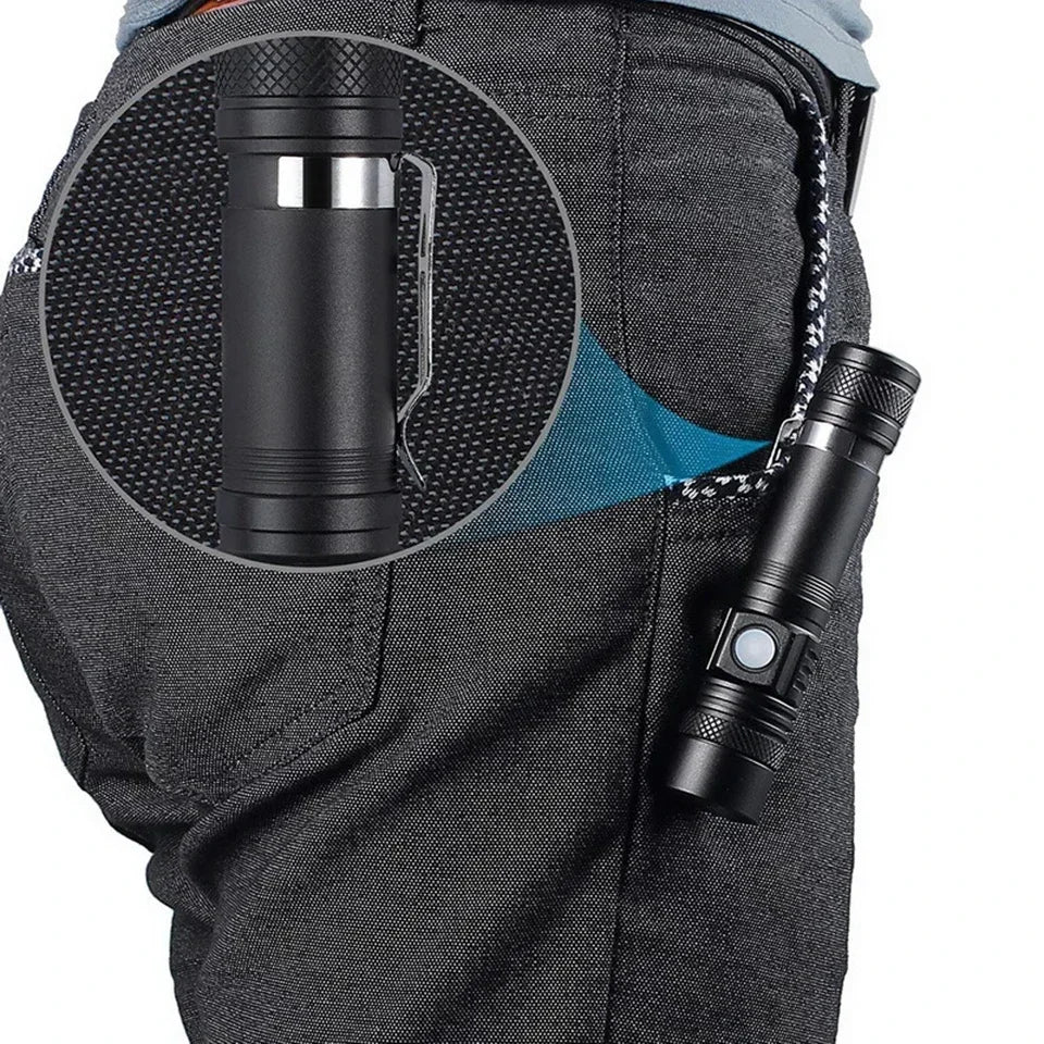 KDULIT T6 LED Rechargeable Tactical Flashlight – Zoomable