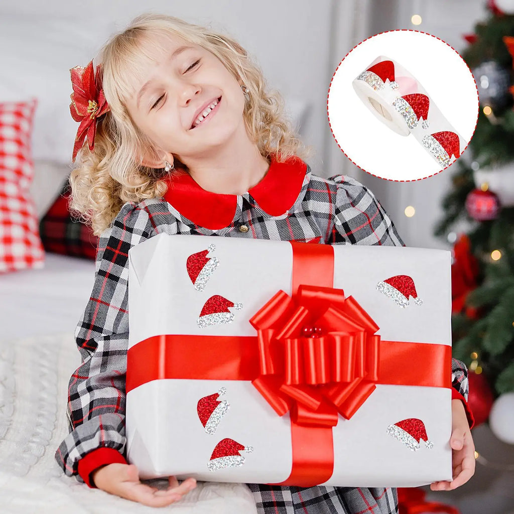 Santa Hat Stickers Roll 500 Christmas Adhesive Holiday Seals Decals