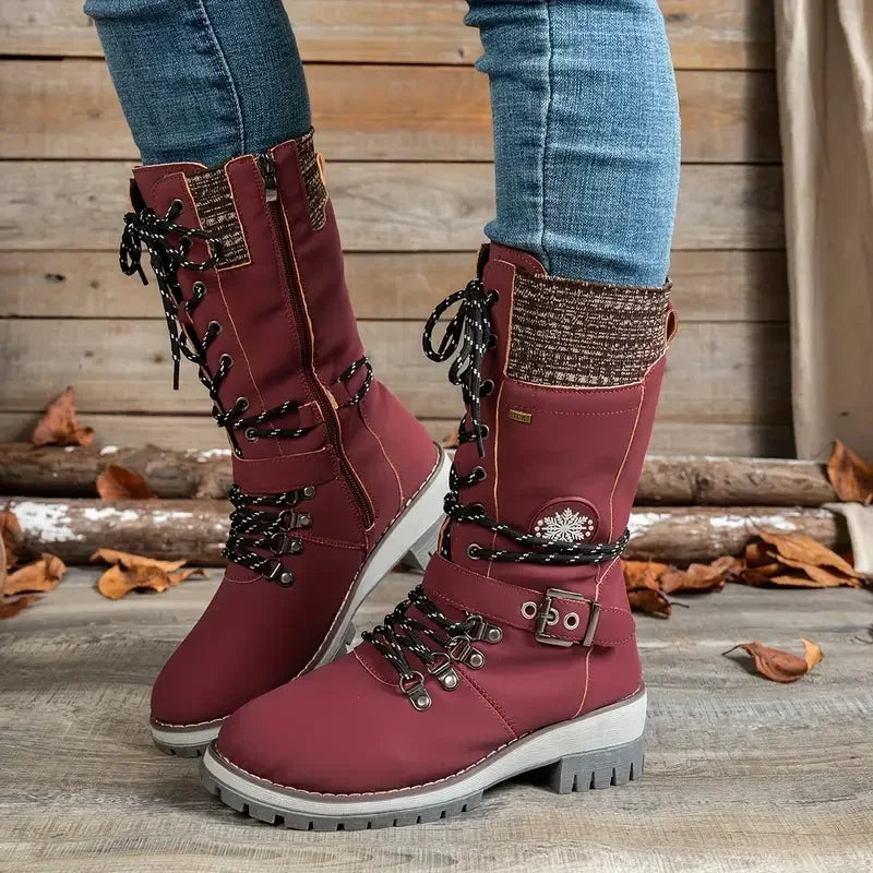 2025 New Women Ankle Boots Winter Non-slip Snow Boots Comfortable Solid Color Outdoor Shoes Soft Sole Chunky Heel Shoes Women Zpaxo