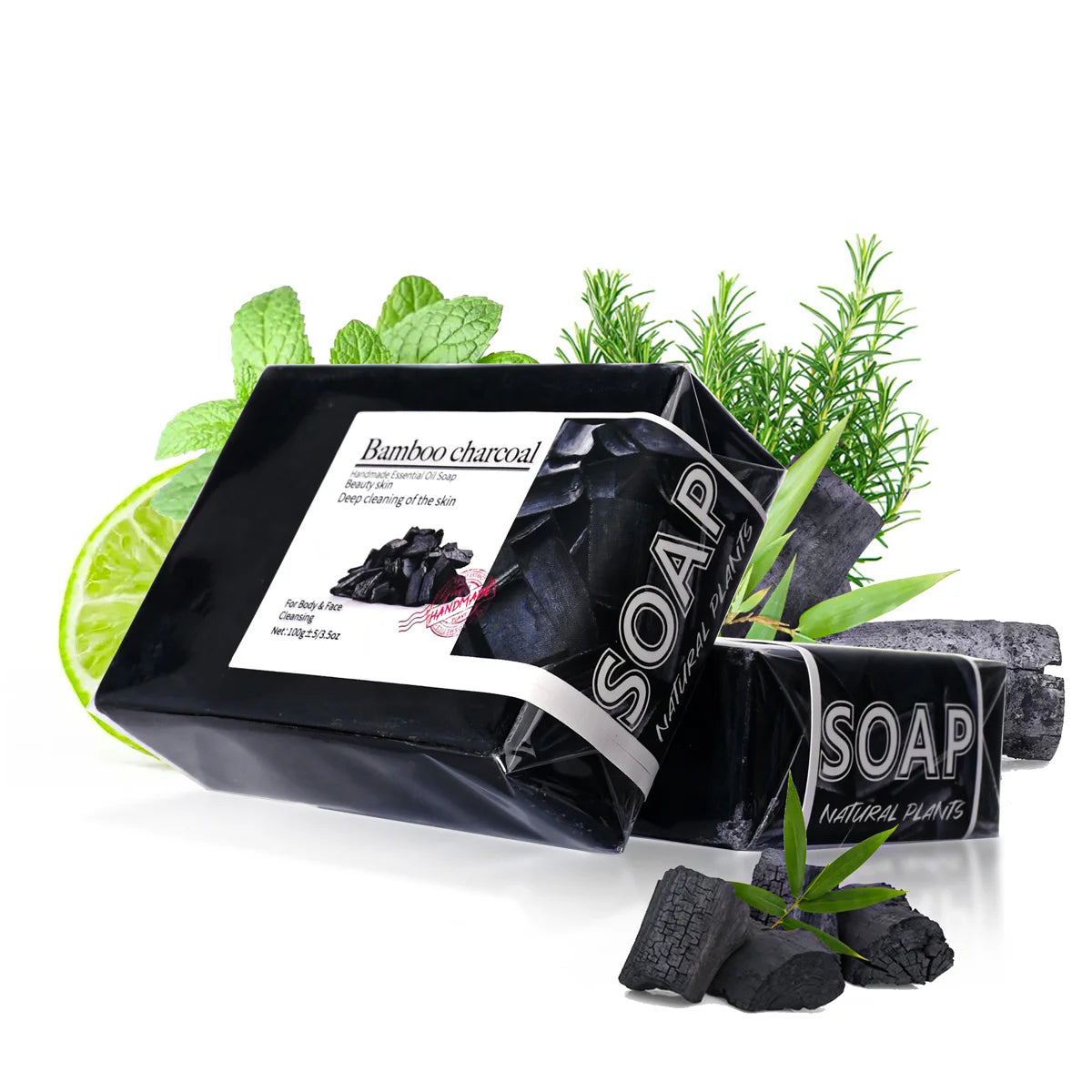 100g Bamboo Charcoal Soap – Natural Blackhead Removal Bar Charcoal Bar Soap Zpaxo Default Title