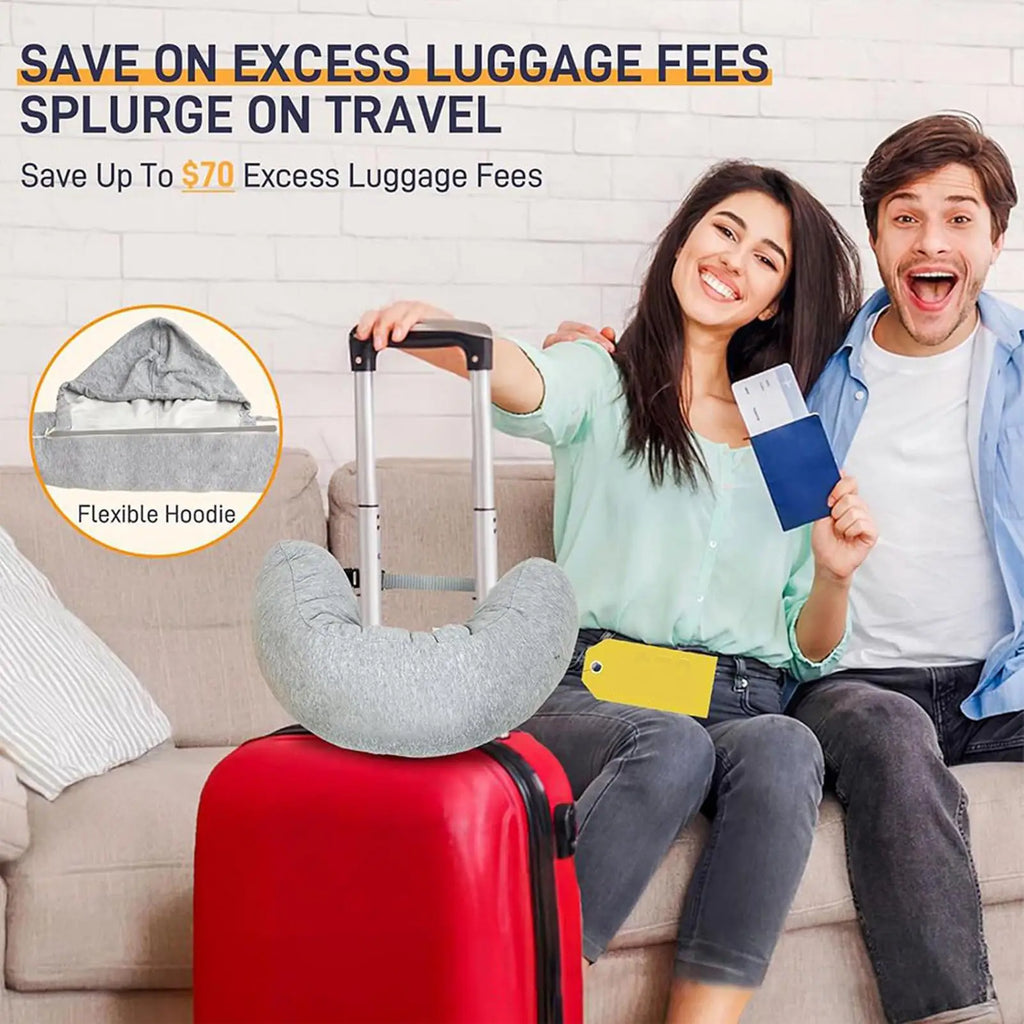 Neck Pillow Airplane Stuffable Travel Hood Fillable Storage Bag