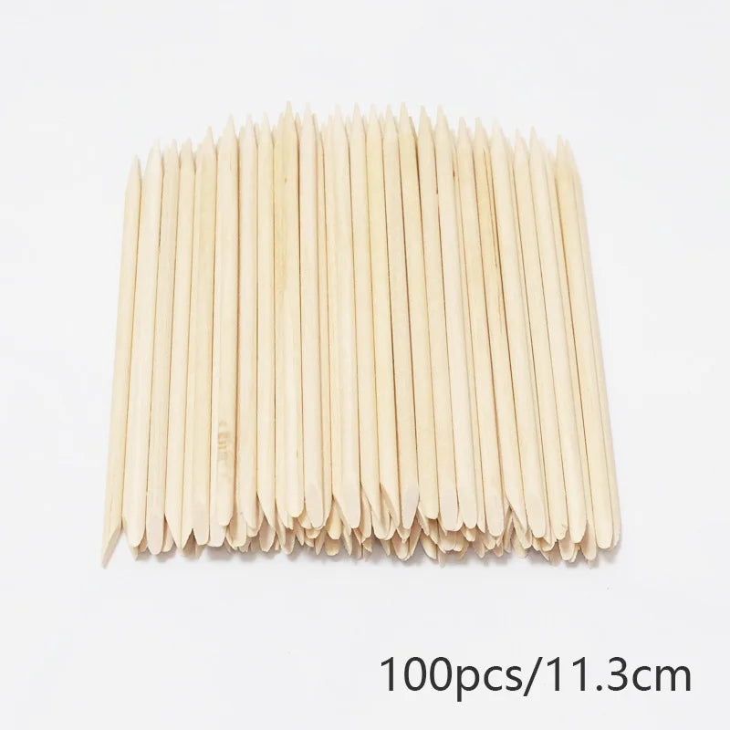 Nail Cuticle Pusher Orange Wood Sticks Nail Manicures Remover Wooden Design Nail Gel Polish Drawing Stick for Nail Art Zpaxo 100Pcs 11.3cm