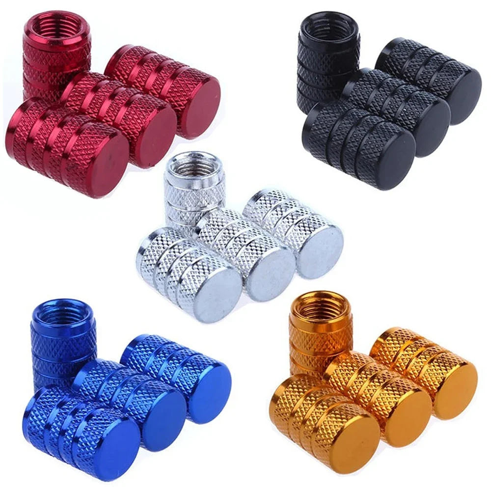 4-Pack Aluminum Alloy Tire Valve Stem Caps – Car Truck Bike