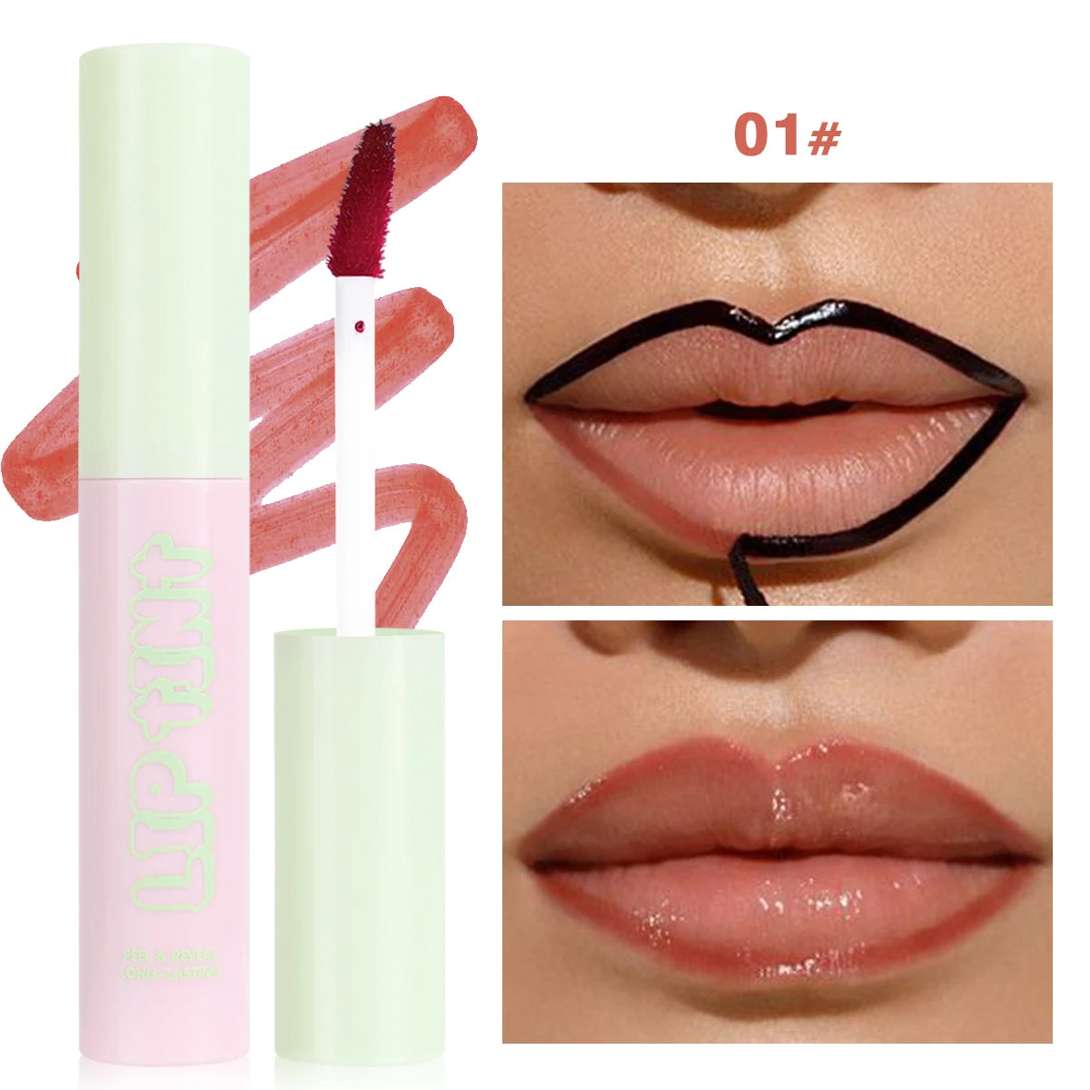 Rose Pink Peel Off Liquid Lipstick Waterproof Long Lasting LipGloss Matte Outline Contour Tattoo Lip Tear Pull LipLiner Cosmetic Zpaxo 01