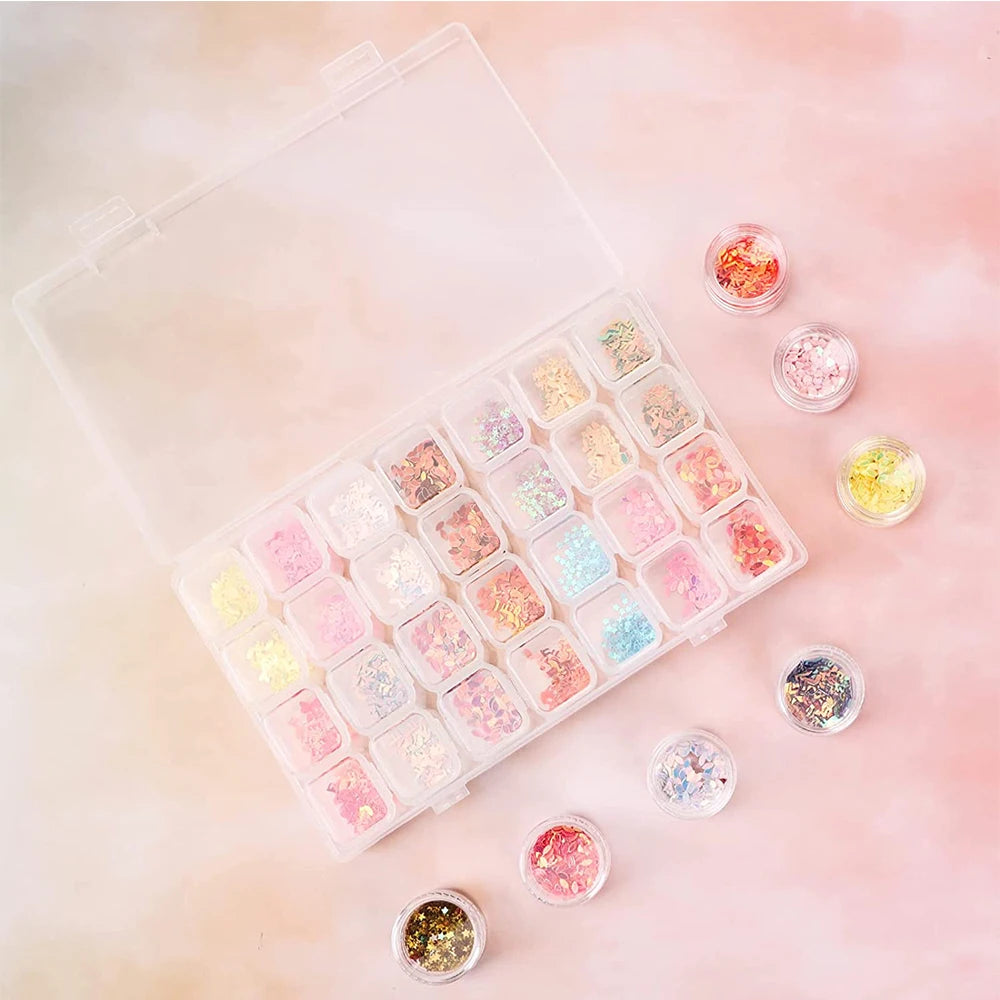 28/56 Girds Plastic Storage Box Jewelry Beads Diamond Painting Nail Art Storage Container Case Zpaxo