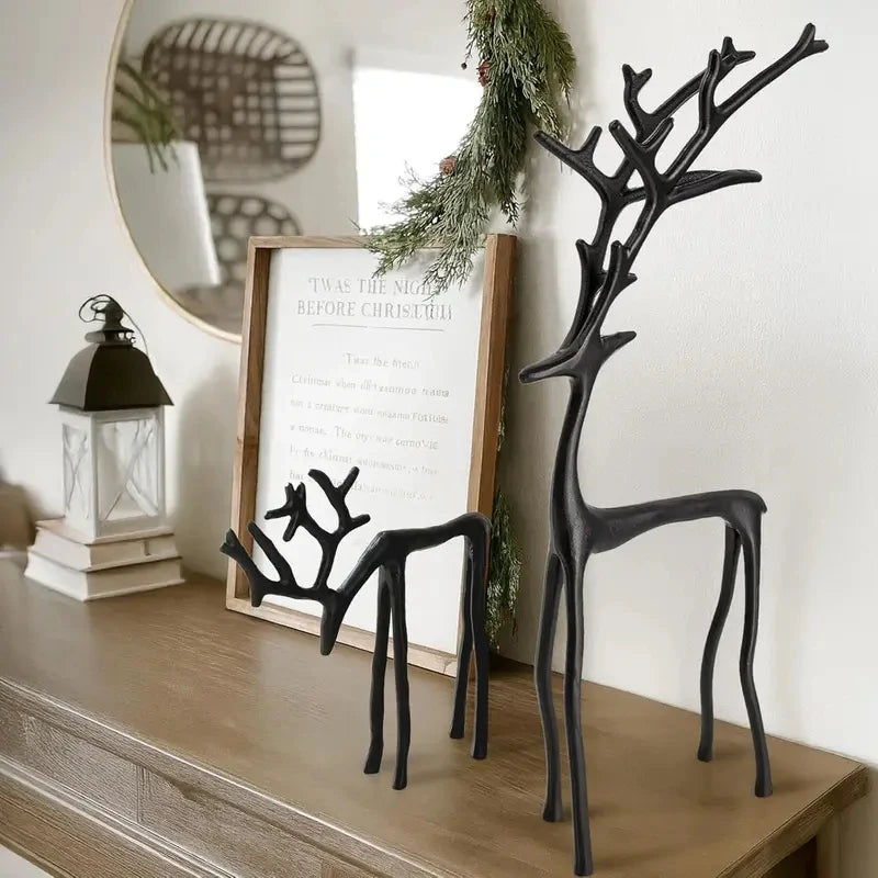 1 Classic Elegant Black Deer Statue Letters Christmas Tree Topper