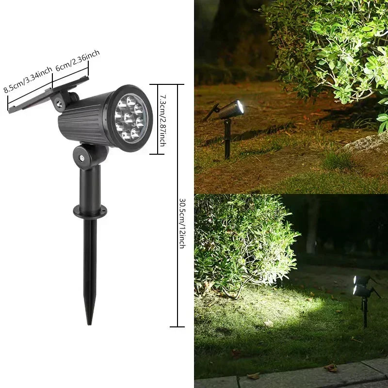 1 2 Solar Powered 9LED Lamp Adjustable Spotlight In-ground IP65 Zpaxo White lamp-9LED 2Pcs