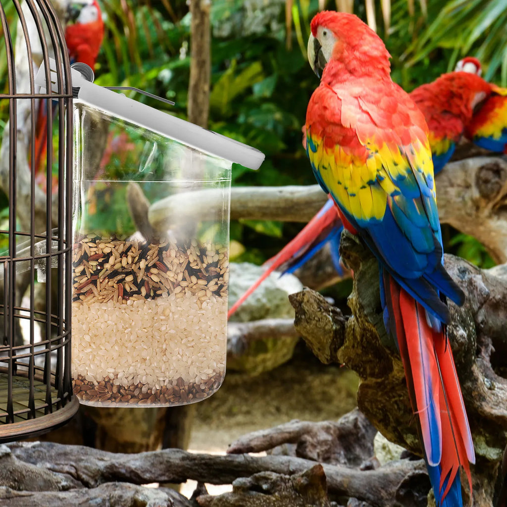 Bird Cage Feeder Hanging Parrot Food Container Safe Plastic Box