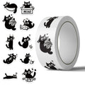 500PCS/Roll Cartoon Black Cat Graffiti Roll Stickers Pack Gift Sealing Stickers Decorative Luggage Notebook Waterproof Sticker Zpaxo 500pcs