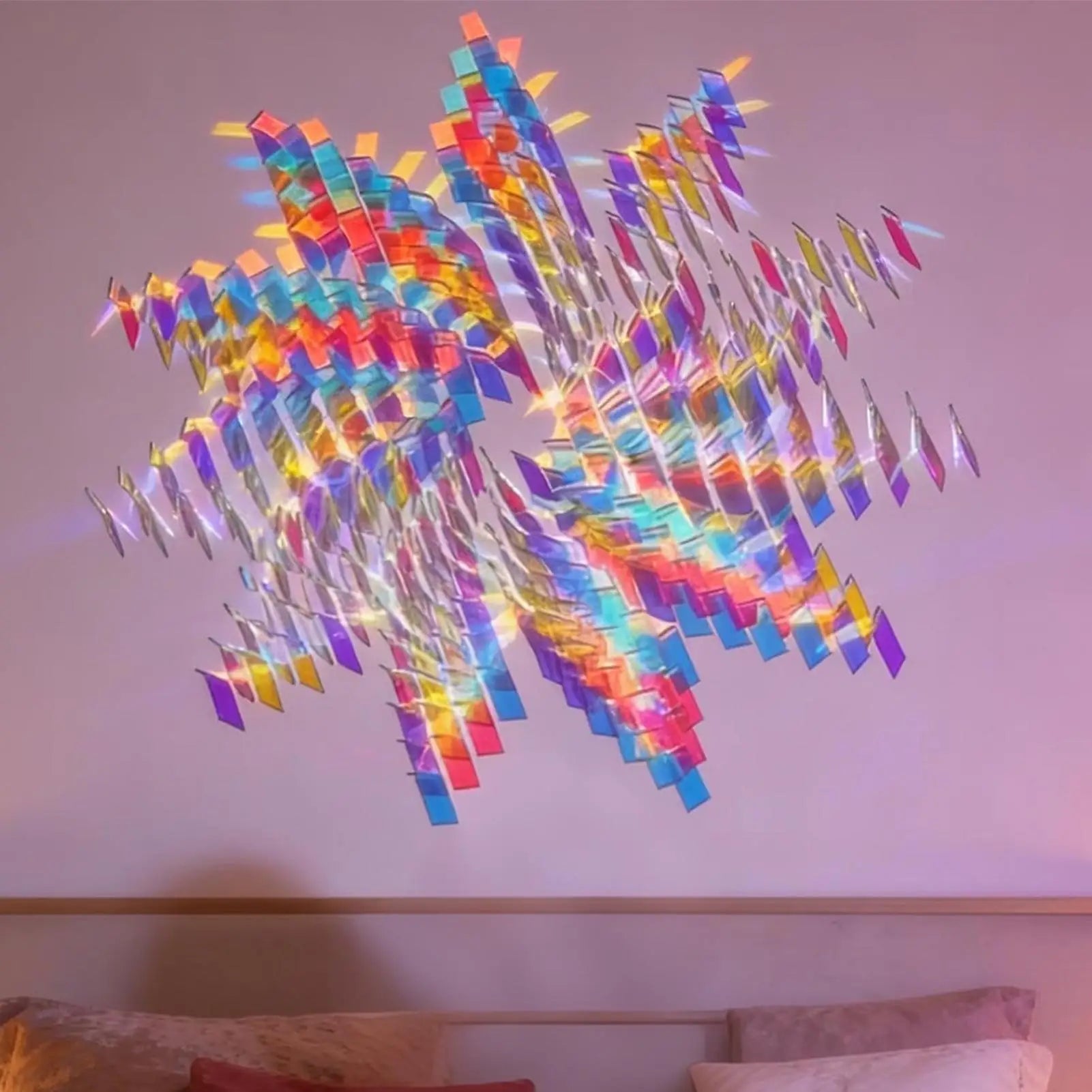 Mini Acrylic Sheets 100 Rainbow Holographic Squares Double-sided