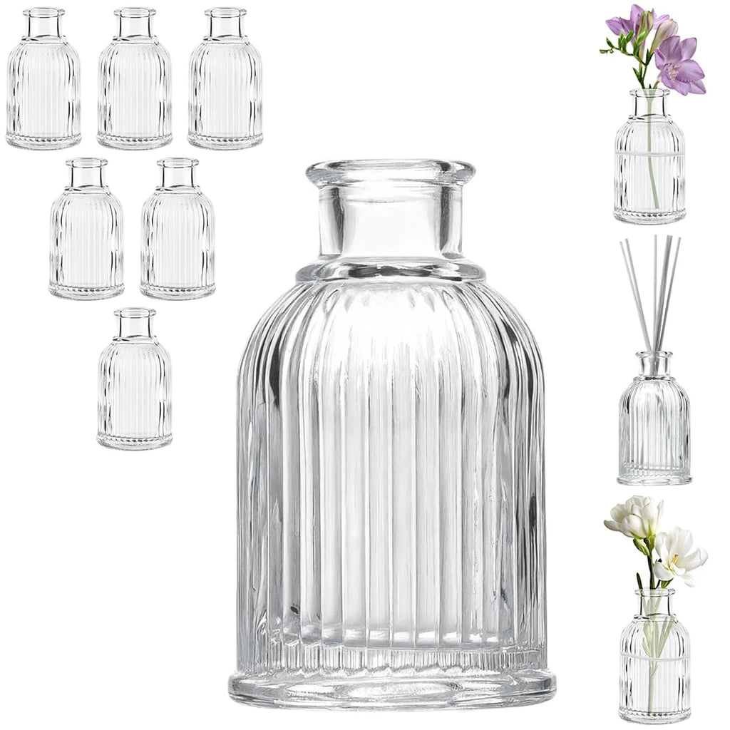 Clear Glass Mini Bottles – Reed Diffuser & Bud Vase Set 2/4/6 PCS
