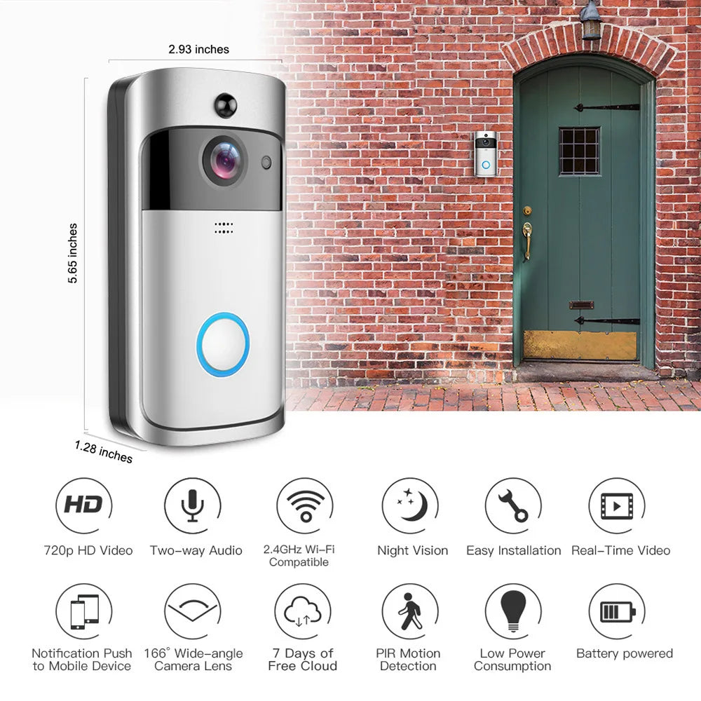 720P HD Smart Home Wireless WIFI Doorbell Camera Security Video Zpaxo