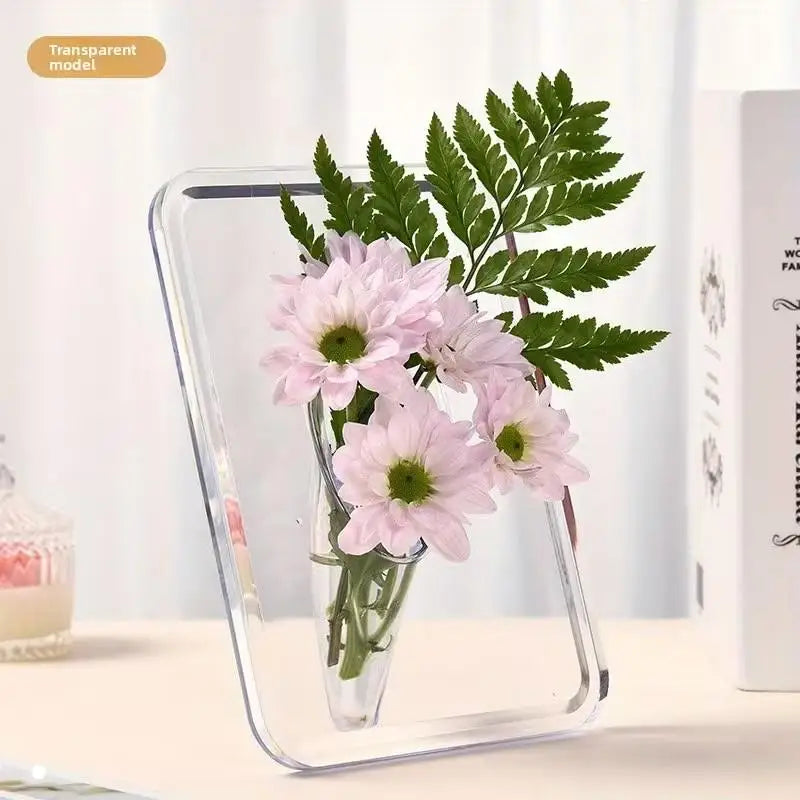 1pcs Elegant Acrylic Vase with Flowers – Modern Clear Frame for Bedroom, Living Room & Home Decor Zpaxo
