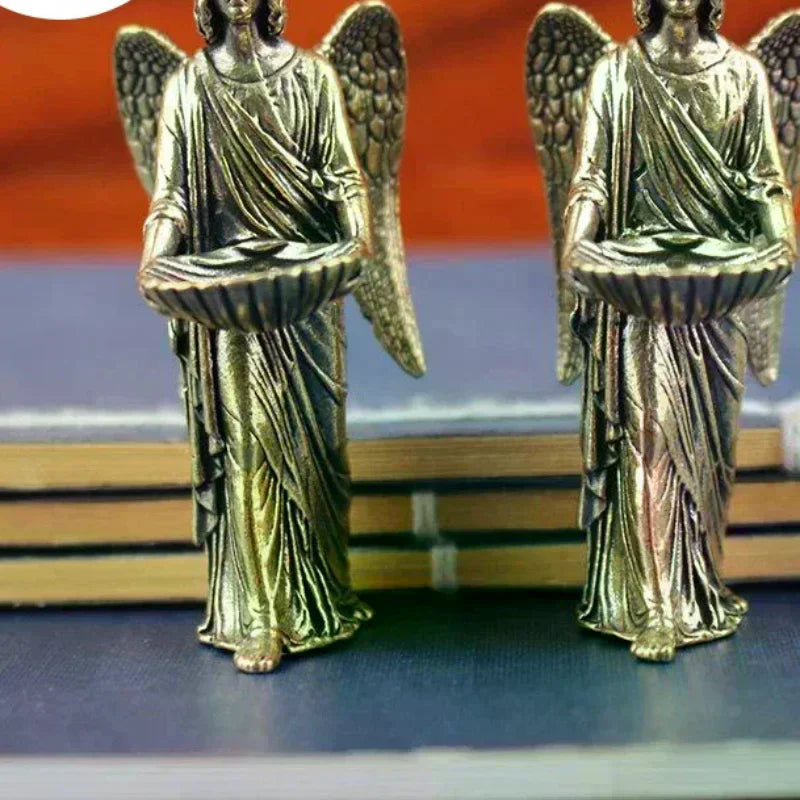 Brass Angel Statue Figurines Creative Crafts Desktop Ornaments Metal Zpaxo