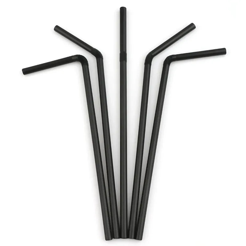 50-1000Pcs Drinking Straws Colorful & Black rietjes Flexible Wedding Party Supplies Drinking Straws Kitchen Wholesale Zpaxo