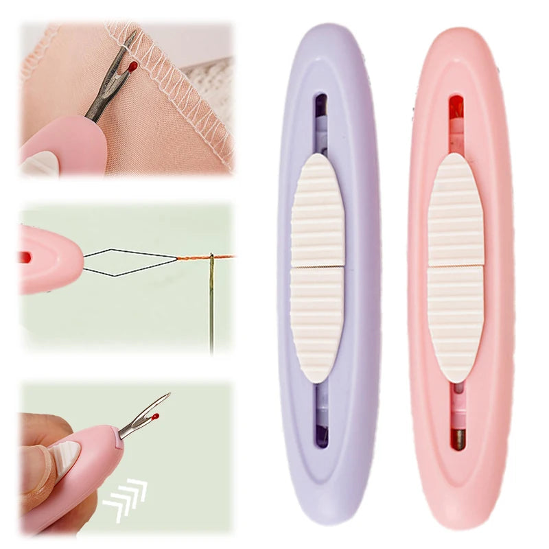 2 In 1 Needle Threader Seam Ripper, 2 In 1 Automatic Needle Threaders Seam Ripper, For Fast Threading & Seam Removal Zpaxo