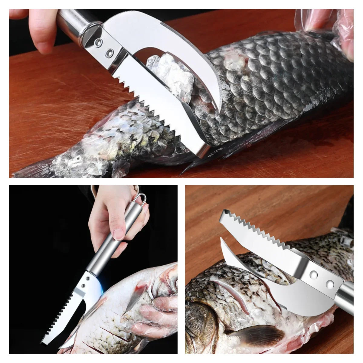 Kitchen Accessories Stainles Fish Scales Scraping Graters Fast Remove Fish Cleaning Peeler Scraper Fish Bone Tweezers Tool Gadge Zpaxo