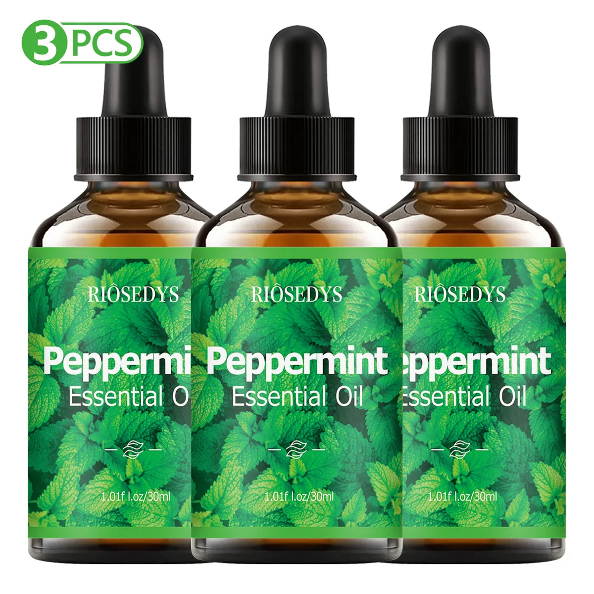 Peppermint essential oil, with its herbal scent, is suitable for aromatherapy diffusion and body massage,and also nourishes hair Zpaxo Peppermint 3PCS 30ml peppermint