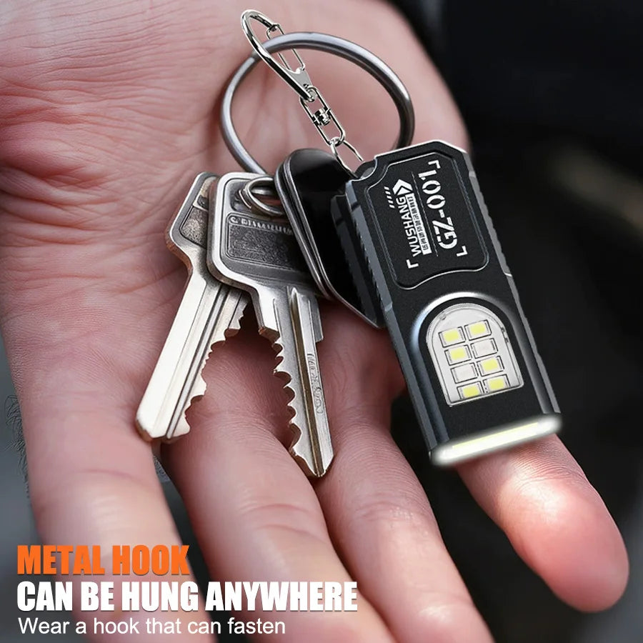 Multifunctional Keychain Flashlight USB Rechargeable Mini COB Work Zpaxo
