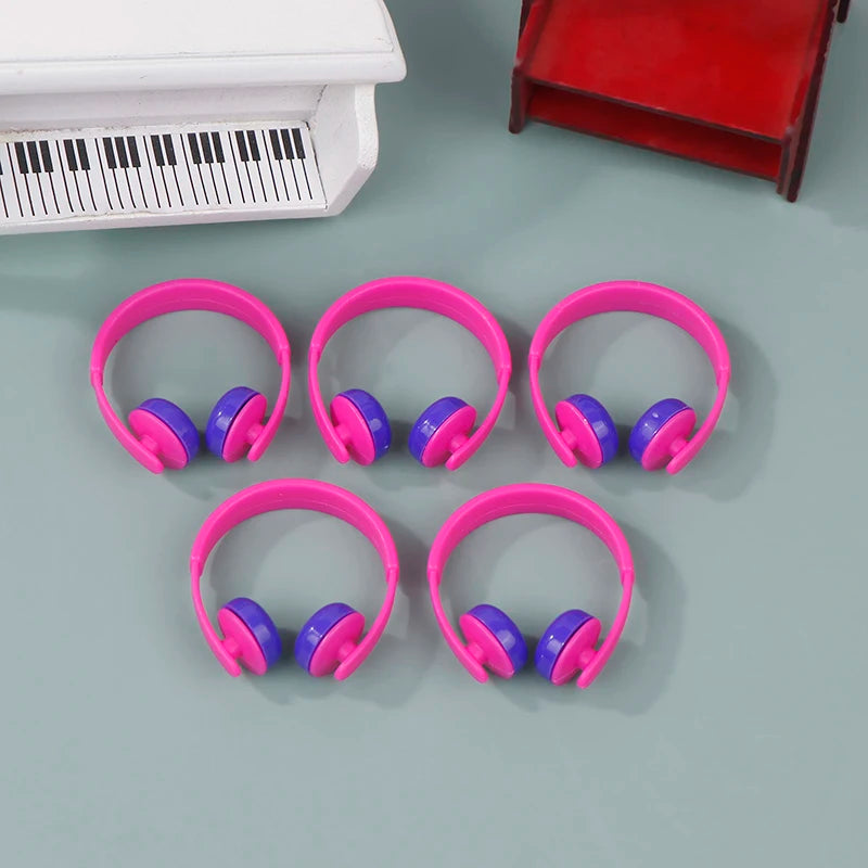 ▶5Pcs Mini Headphones Toys Gifts DIY Sunglasses Straw Hat Scarf Jewelry Accessories Decoration Zpaxo Purple