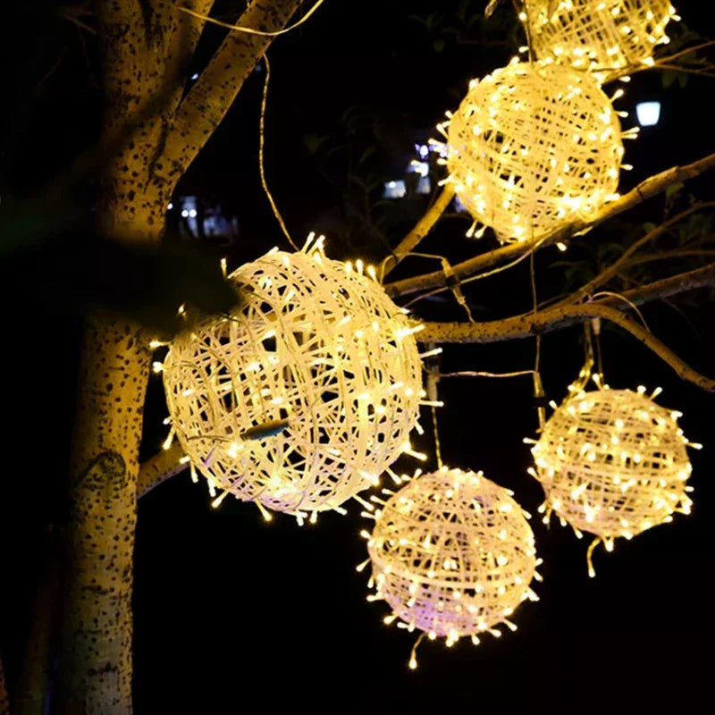 Year Hanging Light LED Multiple Colors Rattan Ball Fairy String Zpaxo