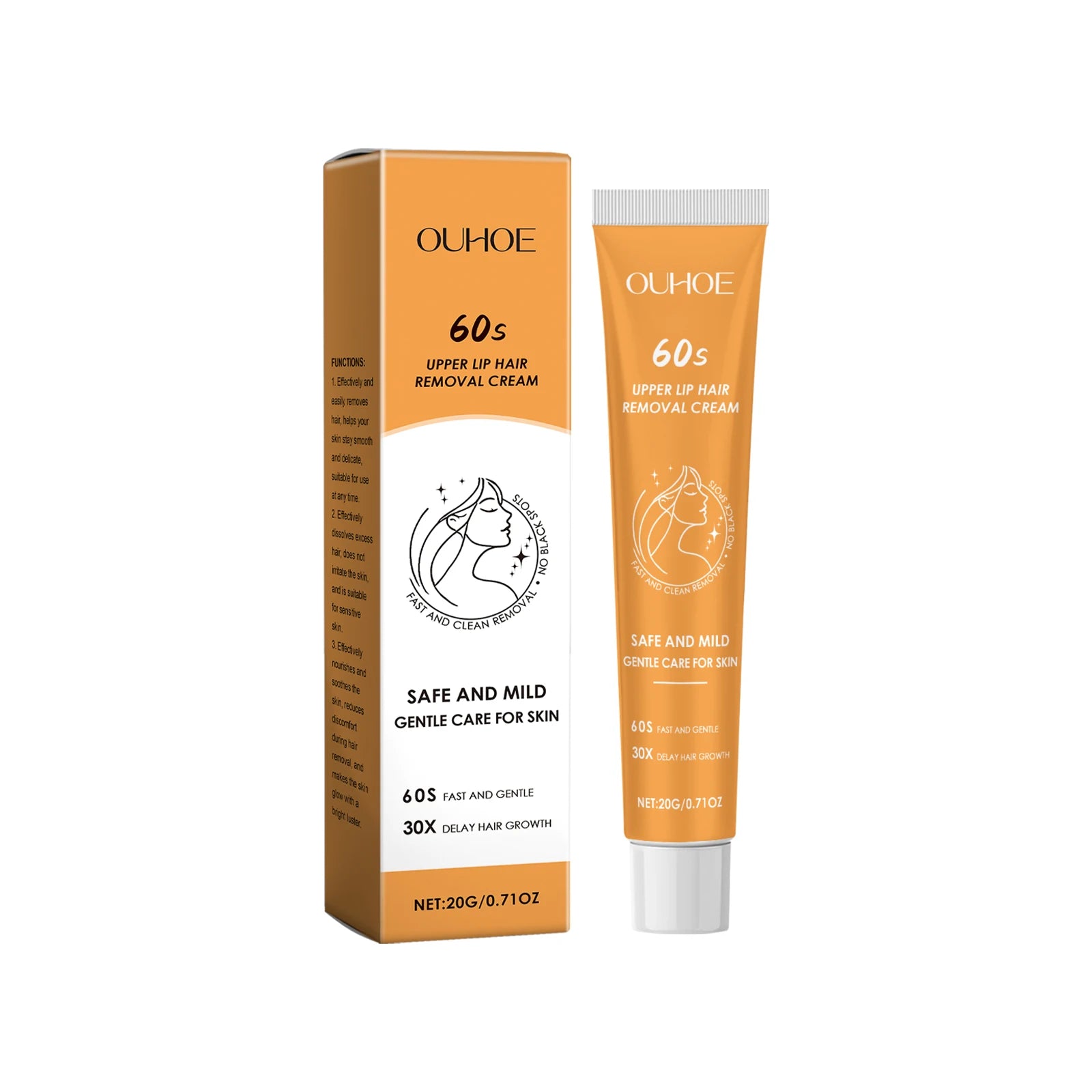 Hair Removal Cream for Face & Body Painless Depilatory Cream Smooth Skin Hair Remover Growth Inhibitor for Underarms Legs Arms Zpaxo 20g Boxed