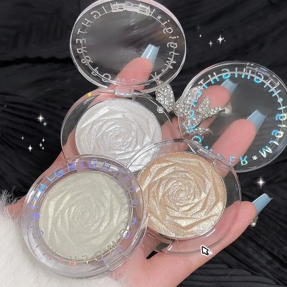 3D Rose Highlighter Makeup Palette Face Contour Bronzer Shimmer Zpaxo
