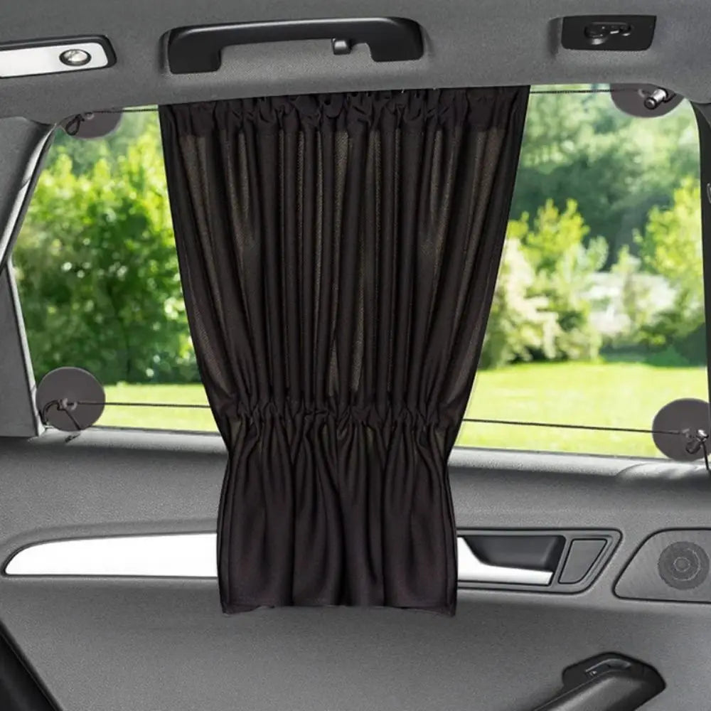 2Pcs With Suction Cup Car Curtain Heat Insulation Hanging Type Car Sunshade Sun Protection Side Window Curtain Zpaxo