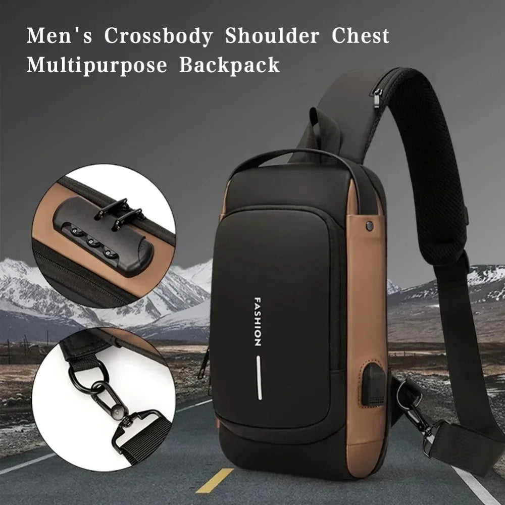 Multifunctional Bags Men Designer Anti-theft USB Shoulder Bag