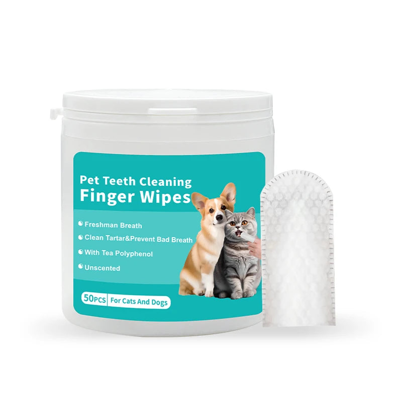 Pet Teeth Cleaning Wipes for Cats & Dogs – Lickable Gloves Pet Dental Wipes Zpaxo 1 box of 50 pieces