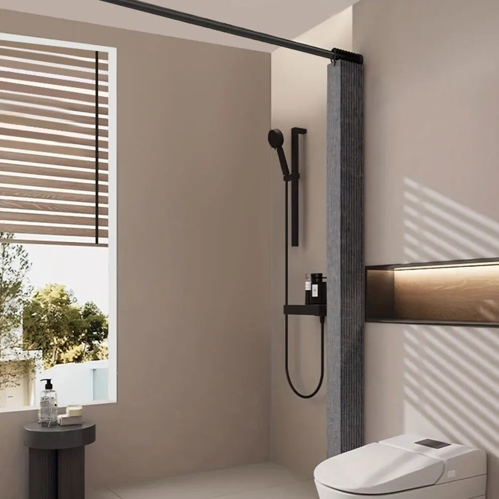 Foldable Magnetic Bath Curtain Waterproof Bathroom Curtain with 14 Hooks Privacy Bathroom Divider Modern for Bathroom Zpaxo