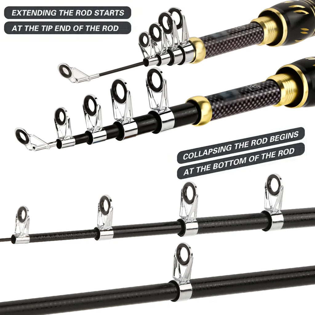 Telescopic Sea Fishing Rod & Reel Combo Set with Carry Bag