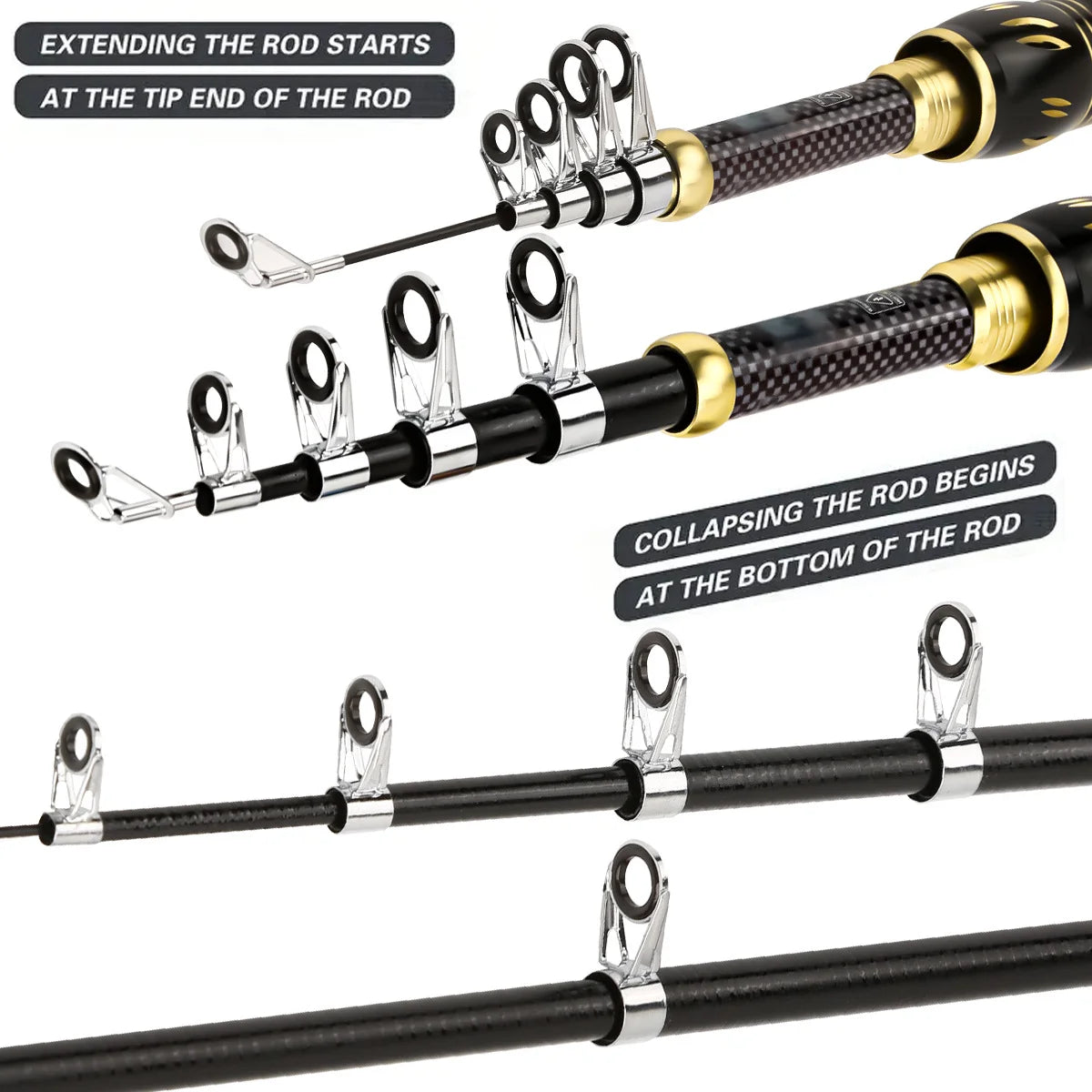 Telescopic Sea Fishing Rod & Reel Combo Set with Carry Bag