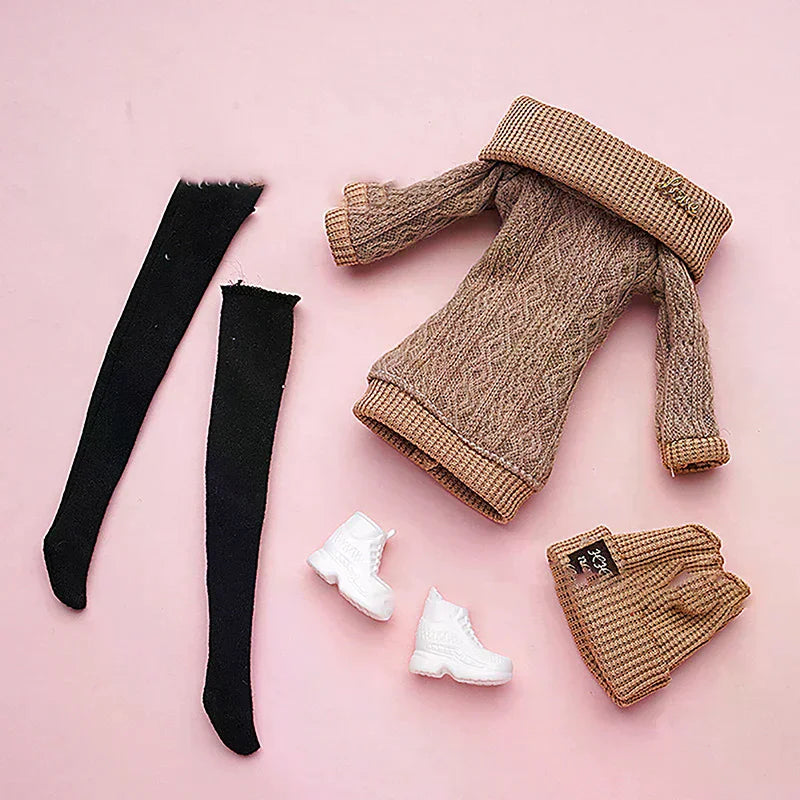 Doll's Clothes Suit Dress Up Accessories Sweater Hat Stockings Girl Zpaxo