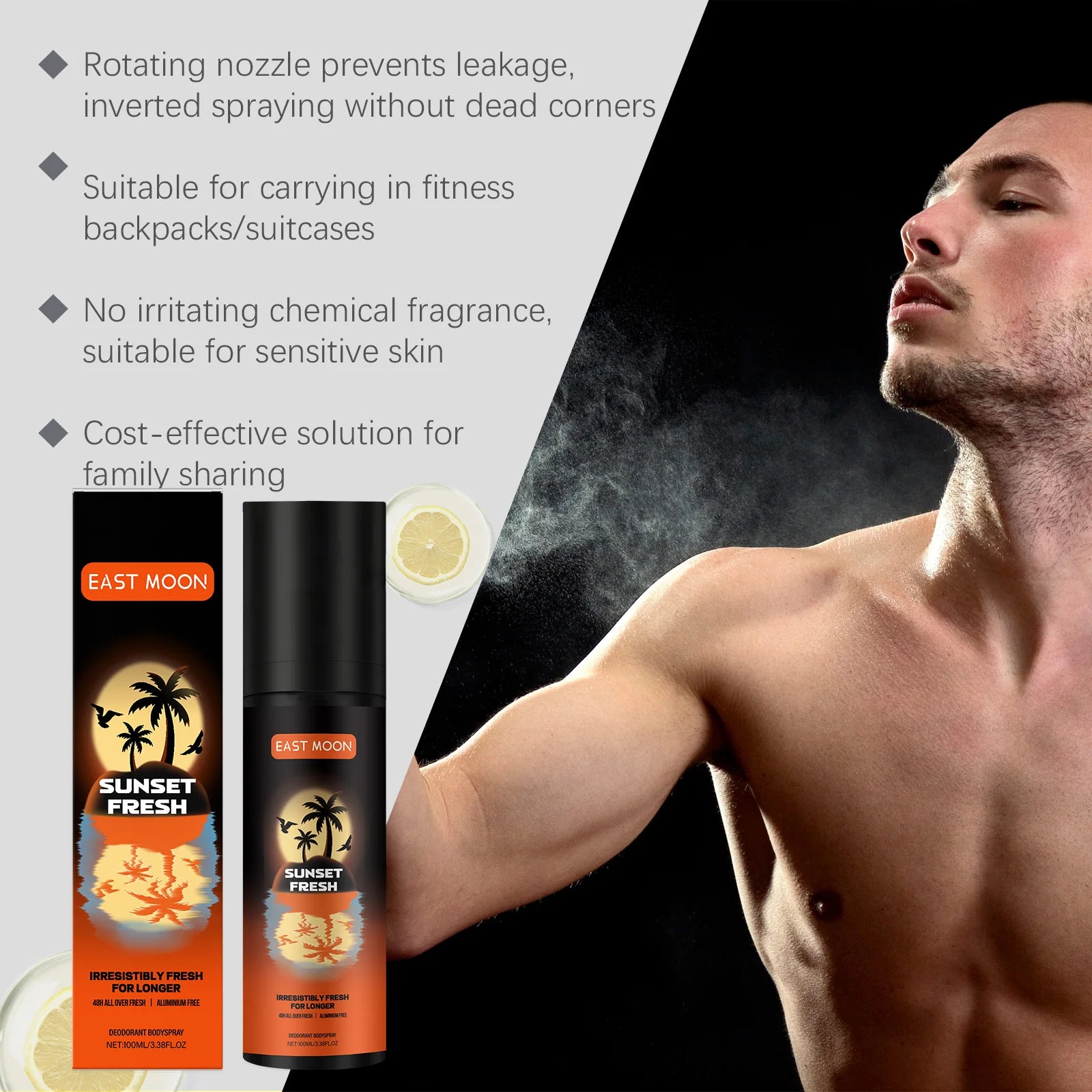 East Moon Fruity Deodorizing Spray Sweat Eliminator Keep Refresh Odor Removal Reduce Body Bad Smell Man Underarm Deodorant Spray Zpaxo