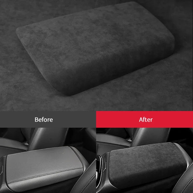 Alcan tara For Hyundai Tucson 2019 2021 2022 2023 Car Armrest Storage Box Panel Pad Cover Center Console Box Lid Interior Trim Zpaxo
