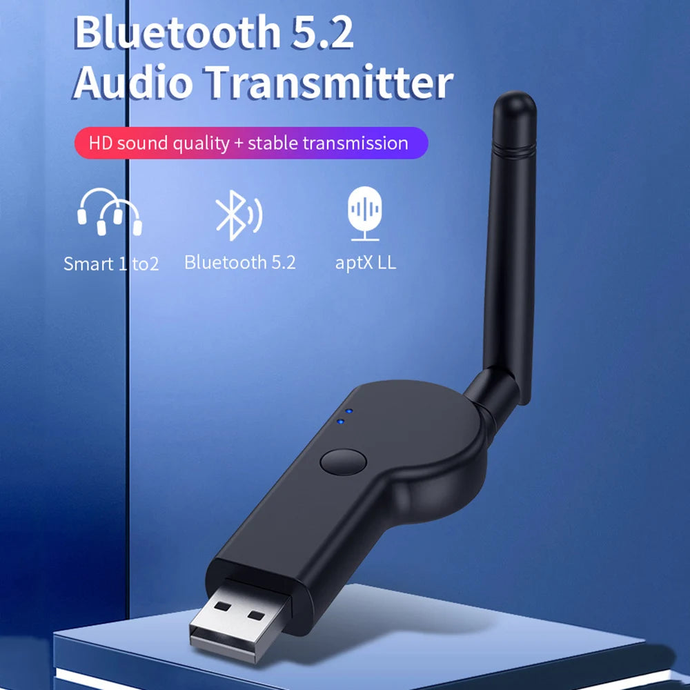 TX19 USB Bluetooth-Compatible 5.2 Audio Transmitter for Computer TV Transmitter External Antenna USB 3.5mm AUX Audio Adapter Zpaxo