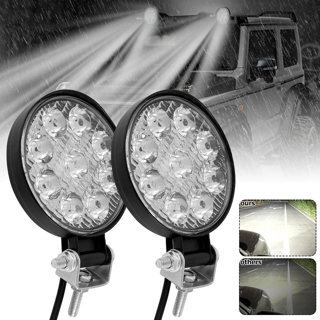 2/4Pcs 480W Work Light Car Truck LED Headlight Round 9 LED Light 6000K 5000LM Headlamp for Off-road Auto Car Van Truck SUV IP68 Zpaxo