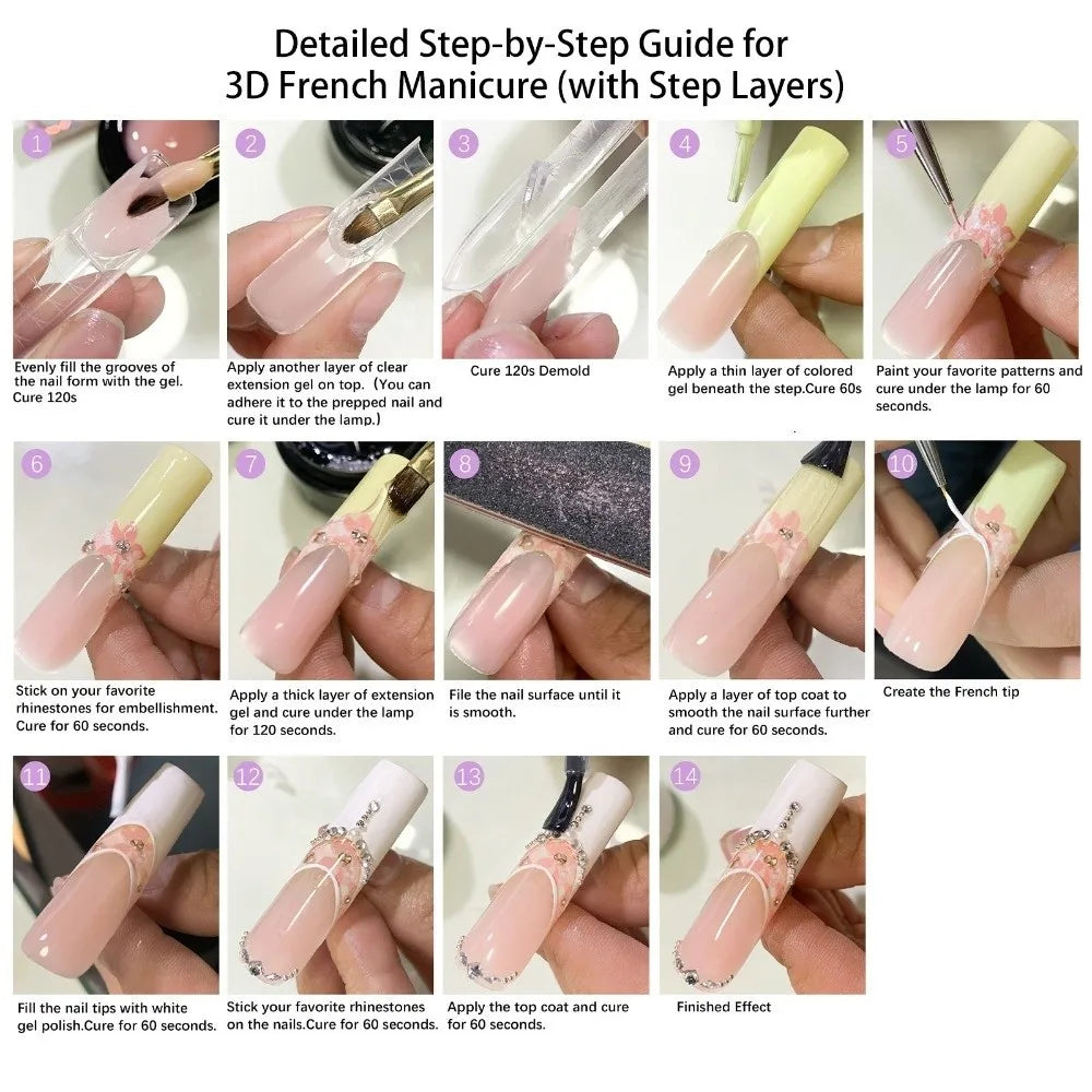 150Pcs Transparent False Nail Full Cover 15 Sizes Nail Forms Smart French Line Quick Building Nail Extension Form Zpaxo