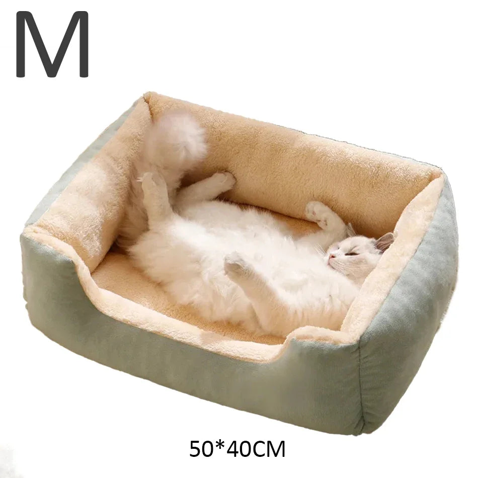 Bed for Cats Pet Products Cushions Kitten Goods Accessories Dog All Houses Supplies Things Accessory Habitats Basket House Beds Zpaxo Green-M