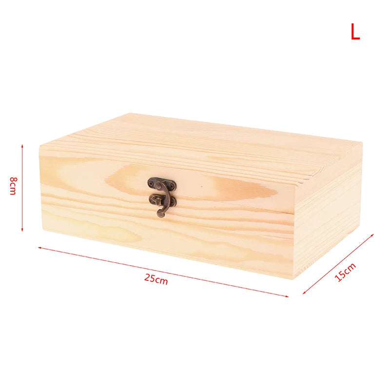 Retro Rectangular Wooden Storage Box Organizer Wood Case Simple Zpaxo L