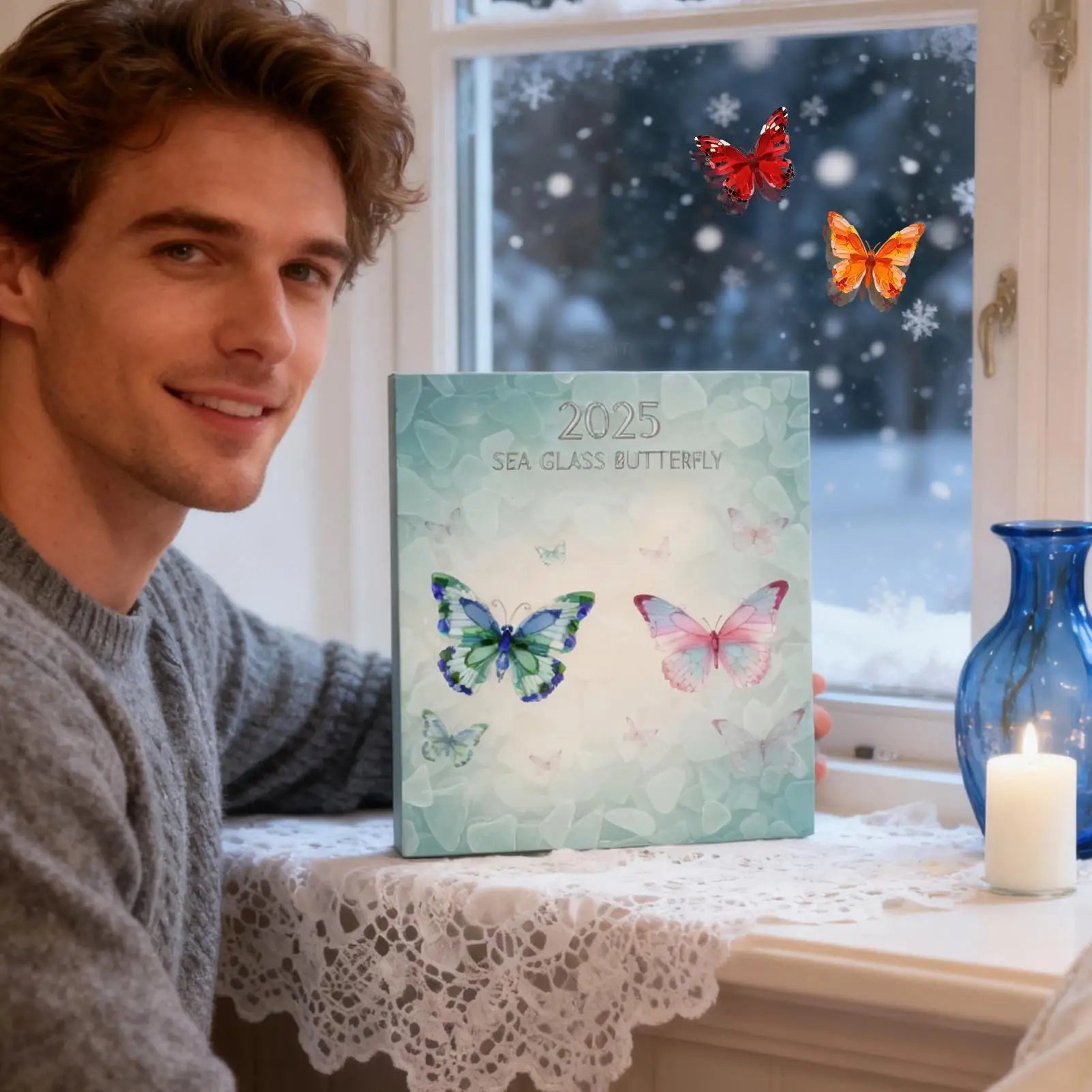 2025 Christmas Countdown Ornament 2D Acrylic 24-Day Butterfly Advent