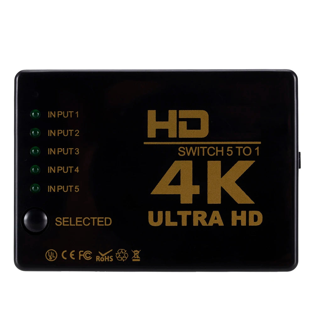 HDMI-compatible Switcher 1x5 Port 5 in 1 out HD 4K*2K Switch Selector Splitter Hub With IR Remote 3D for PS3 Xbox 360 HDTV Zpaxo