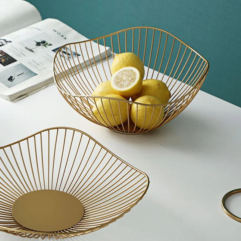 Metal Fruit Basket Simple Basin Multi-size Iron Snack Bread Vegetable