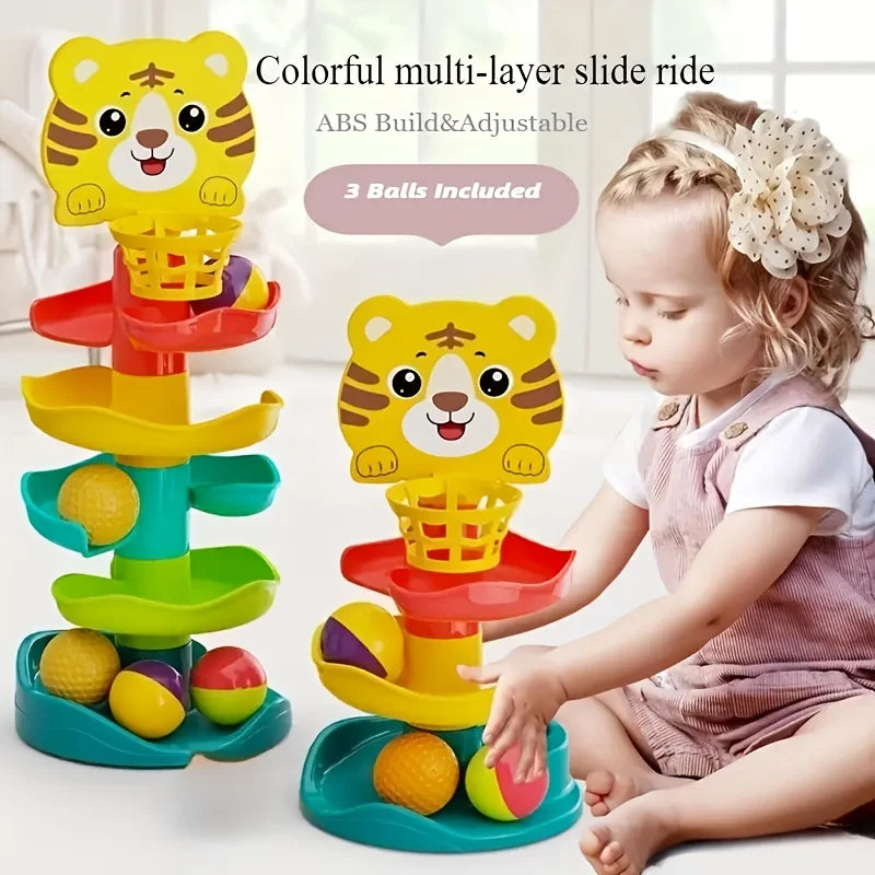 Youngsters's Interactive Ball Tower Educational Toy Rolling Balls