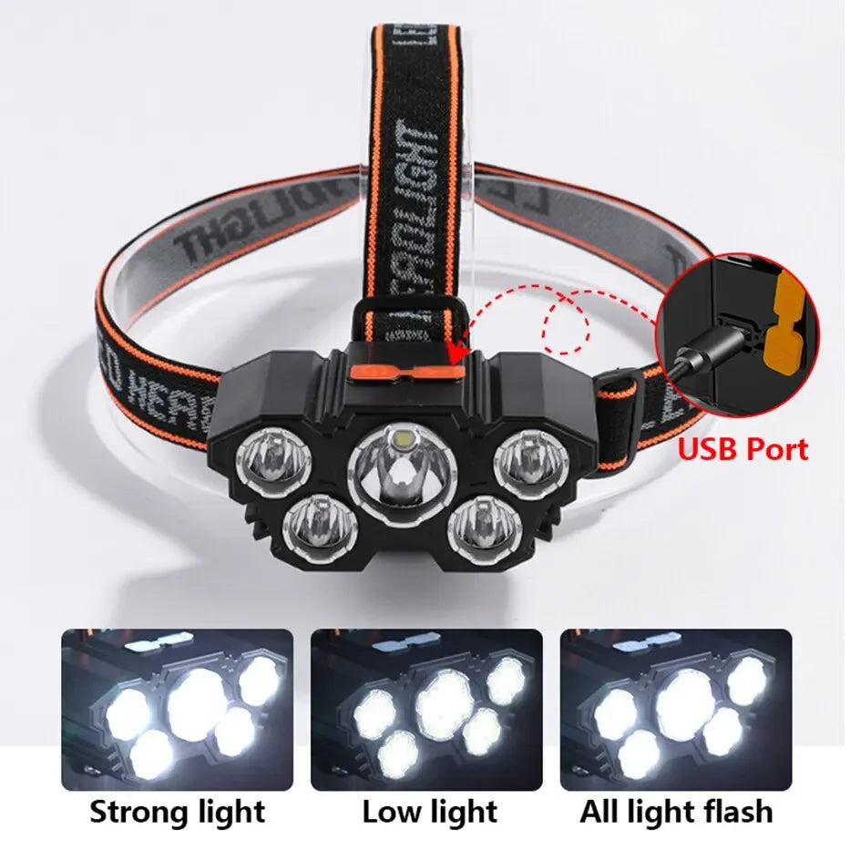 5 LED Rechargeable Headlamp – Camping, Fishing & Outdoor Use