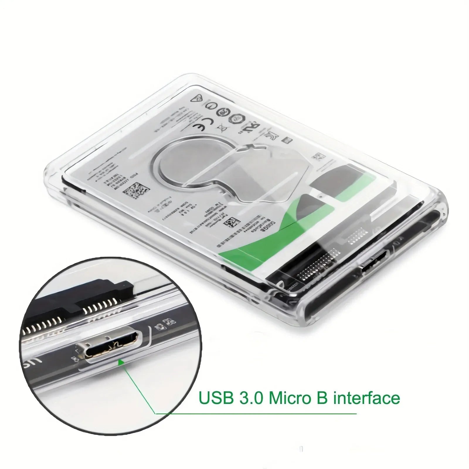 USB3.0 External HDD Case 5Gbps 2.5 Inch Transparent Hard Disk Case Hard Drive Enclosure SATA HDD SSD Storage Case for Laptop PC Zpaxo