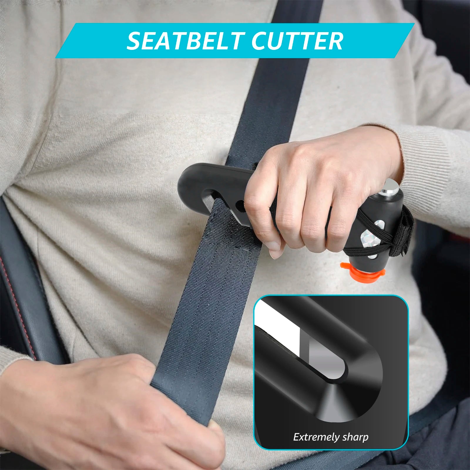 Car Safety Hammer Car Emergency Tool Universal with Belt Cutter Life-Saving 3 In 1 Emergency Glass Window Breaker Rescue Tool Zpaxo